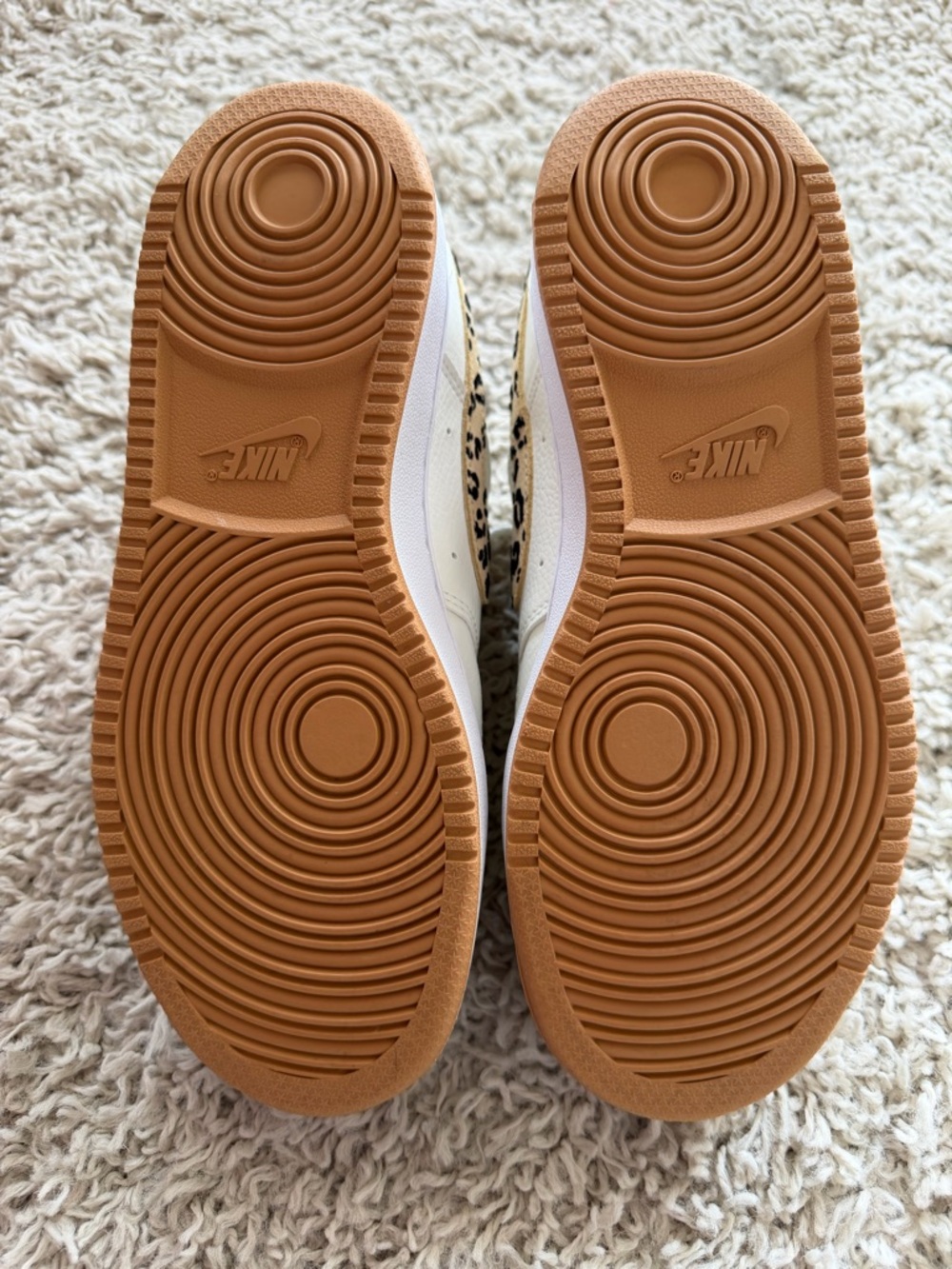 Nike Women’s White Sneakers with Leopard-Print Swoosh Court Vision - Picture 6 of 8